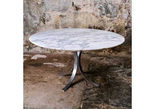 Large Round Carrara Marble Table, Italy, 1970s