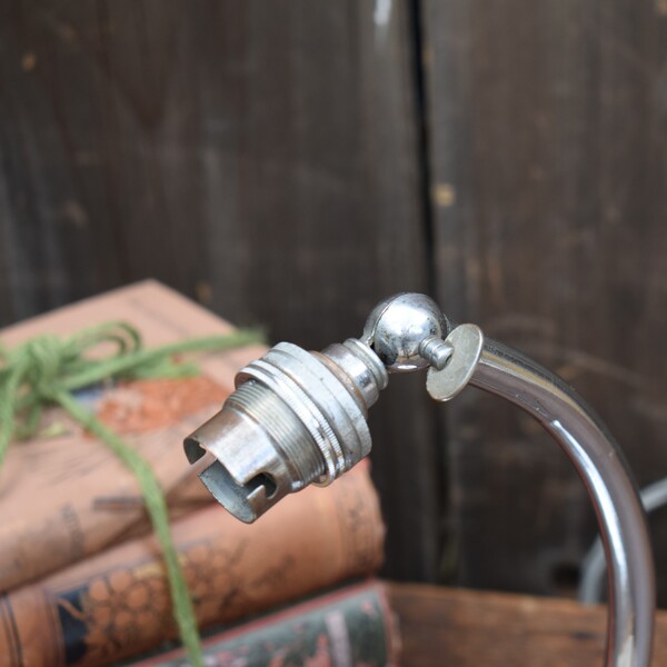 Antique Art Deco Chrome Stepped Base Adjustable Task Light Desk Lamp photo for sale