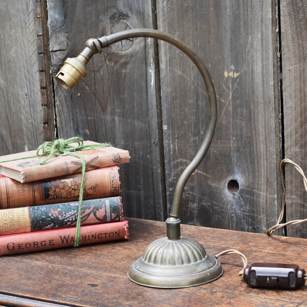 Antique Brass Fully Adjustable Weighted Bakelite Switch Task Light Desk Lamp