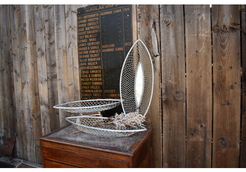 Vintage Handmade French Boat Shaped Wire Bread Baguette Shop Basket Set Of Three