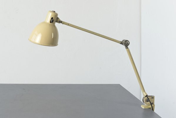Swiss Cream Colored Clamp Table Lamp From B.A.G. Turgi, 1930s