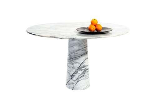 Angelo Mangiarotti Style Round Italian Marble Dining Table, 1970s