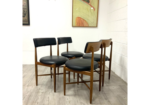 4 X G Plan Fresco Teak Dining Chairs With Black Vinyl Seat Bases Designed By Victor Wilkins  Mid Century