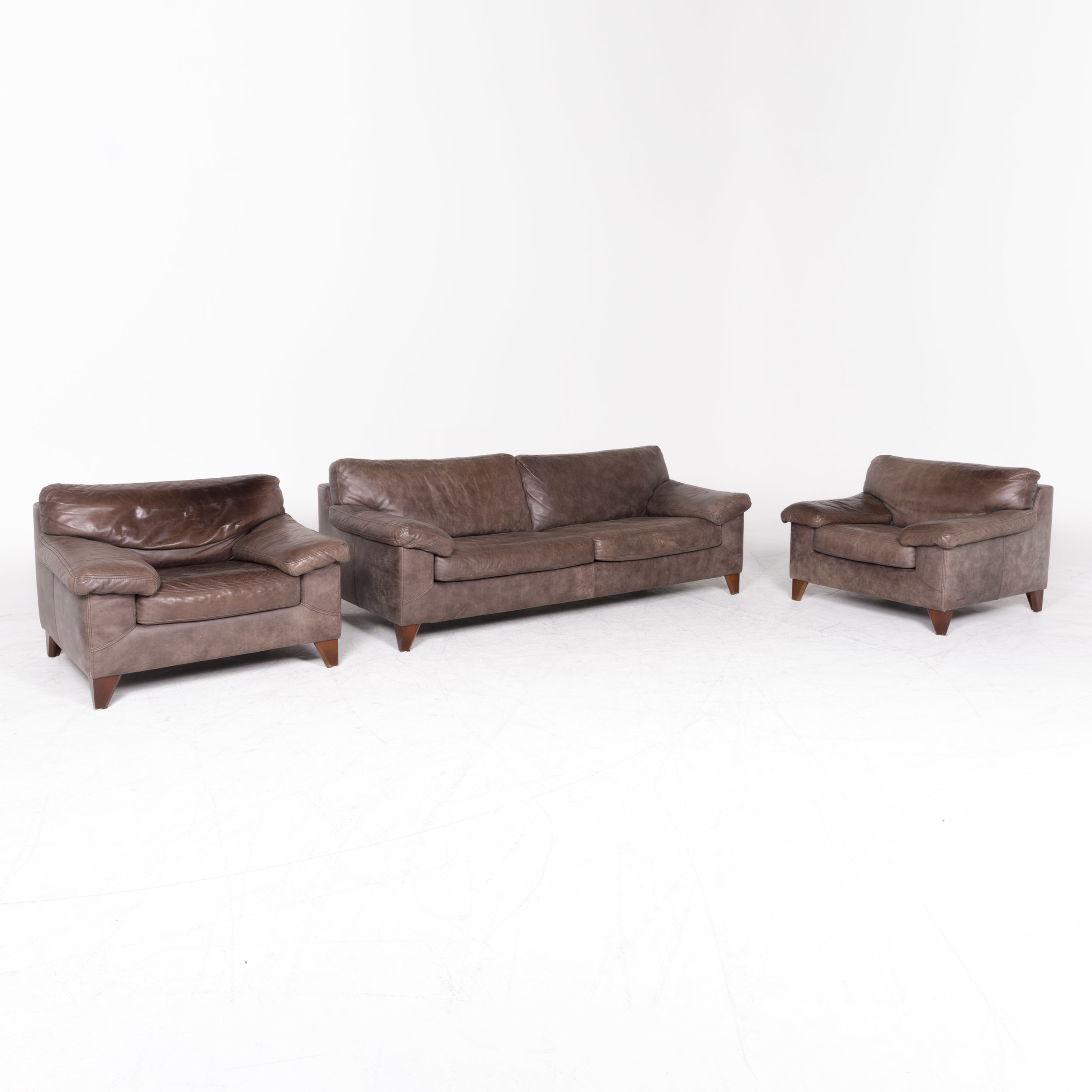 Machalke Go Designer Leather Sofa Armchair Set Brown Genuine Three Seater Couch 8812