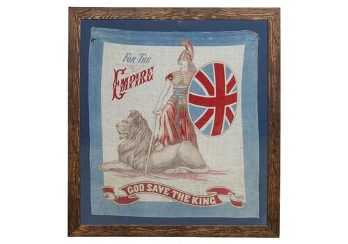 Antique 20th Century Framed Edwardian Britannia For The Empire Flag C.1905