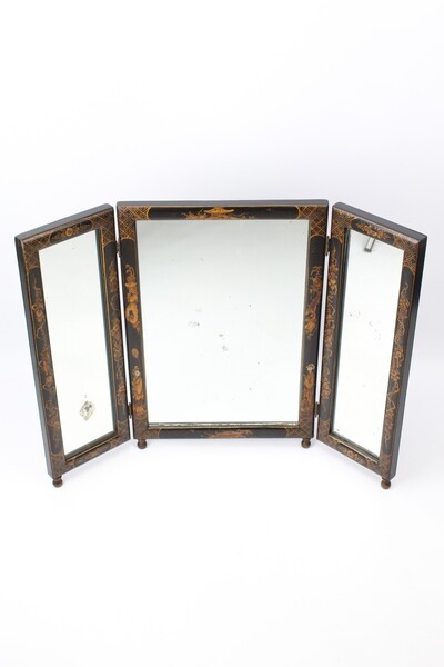 Edwardian Chinoiserie Triptych Dressing Table Mirror
