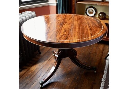 Fine Regency Rosewood And Ivory Inlaid Circular Tilt Top Centre Table