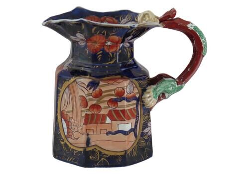 Georgian Masons Ironstone Large Jug Or Pitcher In School House Pattern, Ca 1818