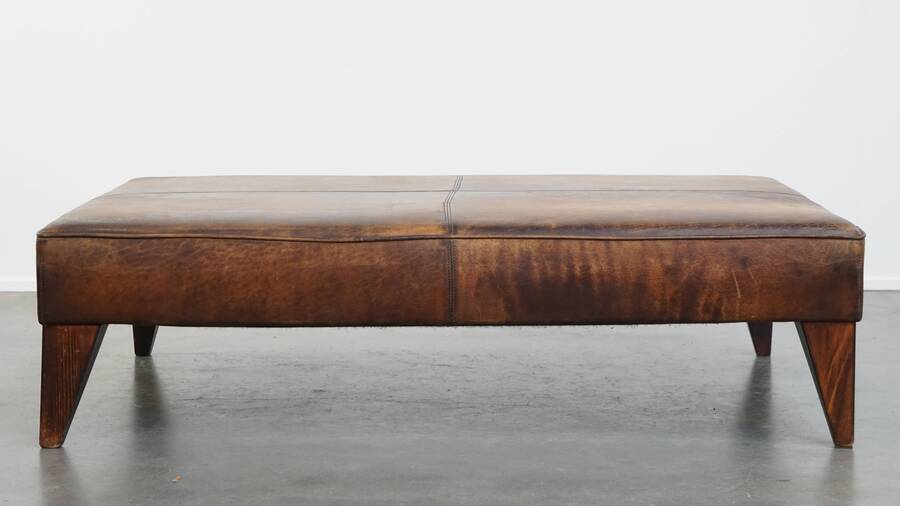 Wonderful, Uniquely Large And In Good Condition Stool/Coffee Table Made Of Sheepskin photo furniture