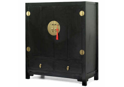 Chinese Styled Television Cabinet, Black Lacquer