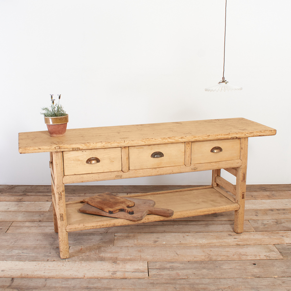 Large Rustic Antique Elm Console Table – Bc