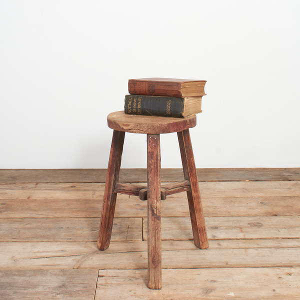 Antique Rustic Round Top Stool – M