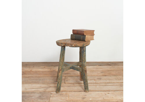 Antique Rustic Round Top Stool – Q