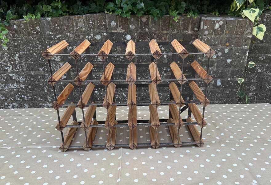 Vintage Industrial Wooden & Metal Wine Rack Made By Rta Wineracks   Holds Up To 30 Bottles, Modular Design Can Be Added To   Vgc