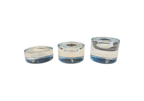 Set Of 3 Swedish Orrefors "Puck" Crystal Glass Circular Candle Votive Holders