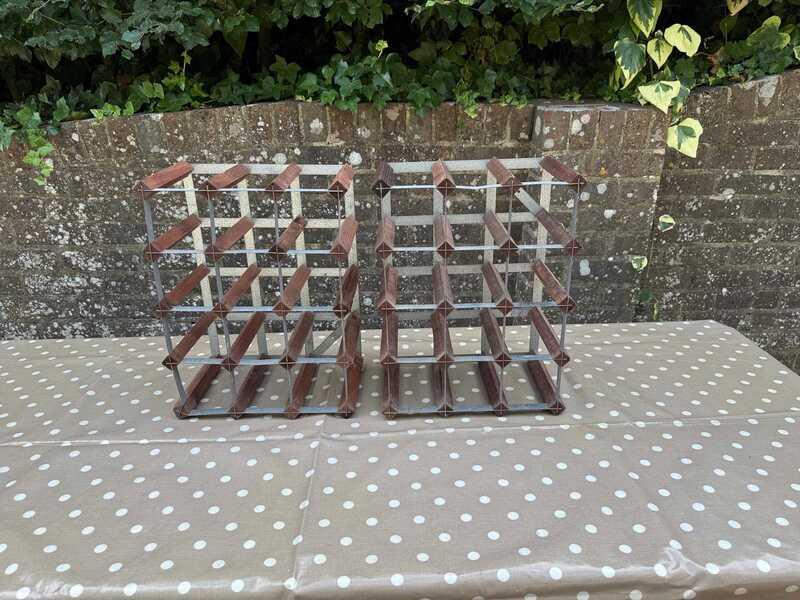 Vintage Wood And Metal Industrial Design Wine Racks, Stackable And Modular Wine Racks, Retro Wine Rack, Up To 32 Bottles