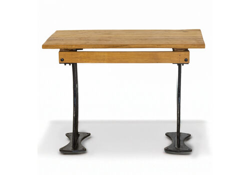 Industrial Cast Iron And Reclaimed Wood Side Table