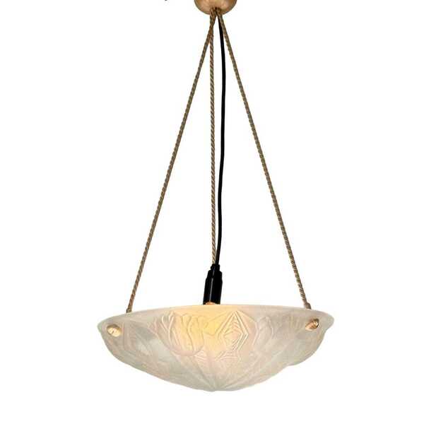 Art Deco   Ceiling Fixture   France   In The Style Of Degue   Matt Glass