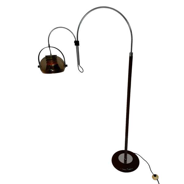 Dijkstra   Rare Model   Space Age Design / Mcm Floor Lamp With Two Arcs   Smoked Acrylic