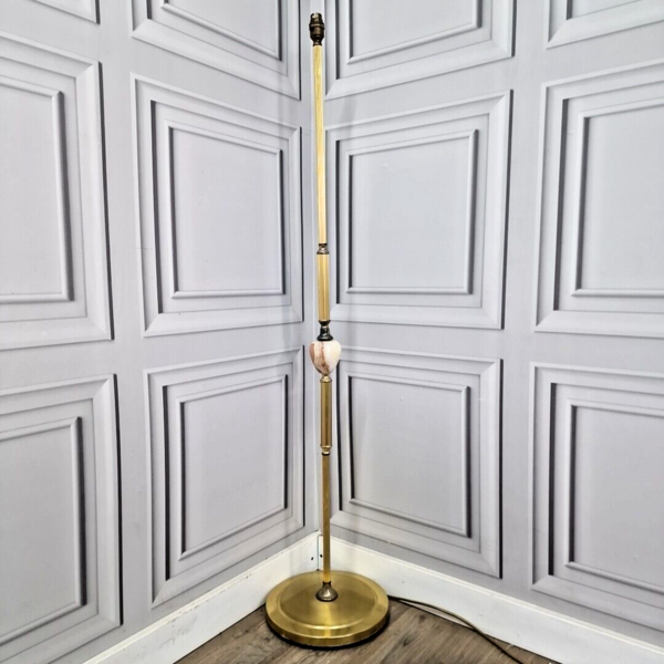 Retro Vintage Brass Onxy Effect Standard Lamp / Room Floor Light For Rewiring