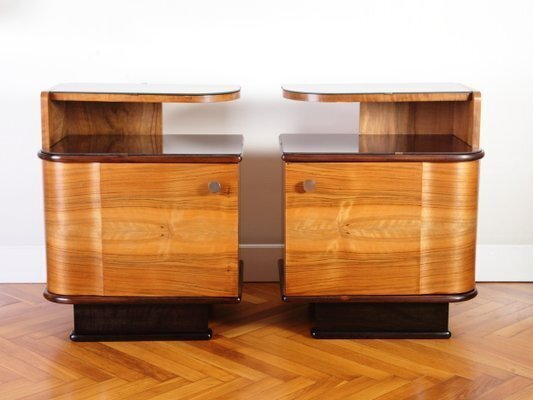Art Deco Bedside Tables By Jindrich Halabala For Up Zavody, 1940s, Set Of 2