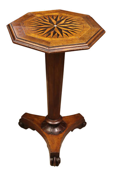 William IV Octagonal Topped Lamp Table With Inlaid Compass Rose, C.1835