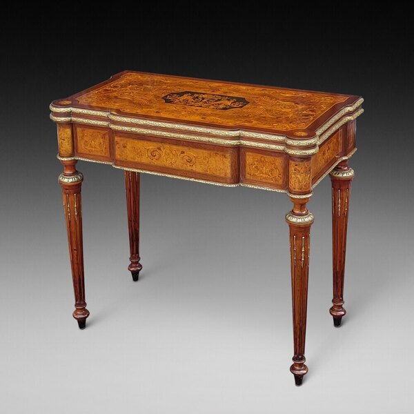 Late 19thc Burr Walnut Card Table