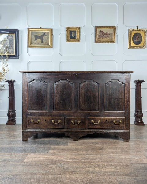 Large 18th Century Oak Mule Chest With Drawers And Hidden Storage