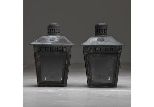 Pair Of Gnr Copper Lanterns, 1800s