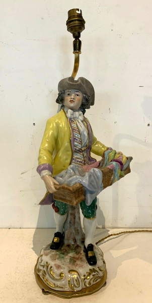 Polychrome Porcelain Lamp Mounted Group 20th Century