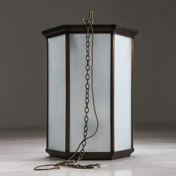 Massive Hexagonal Bronzed Lantern photo for sale