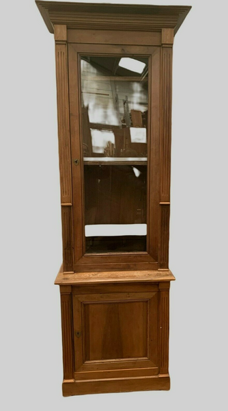 20th Century Solid Walnut Directory Style Two Body Display Case