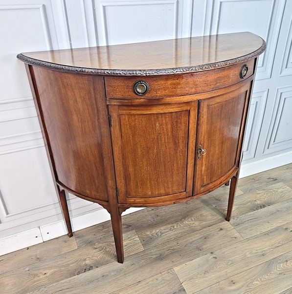 Antique Mahogany Demi Lune Cabinet – Bow Front Console Cupboard Sideboard Table