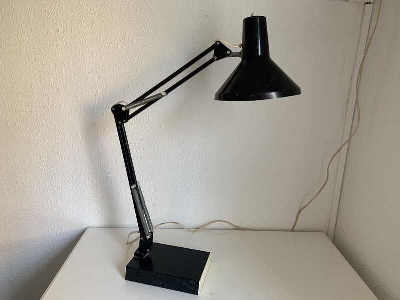 Vintage 1970s Twist Black Architect Desk Lamp   70 Cm