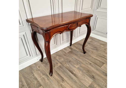 Antique French Figured Serpentine Console Folding Games Table Desk Mahogany