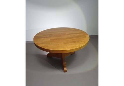 Blonde Oakwood Brutalist Dining Table 1970