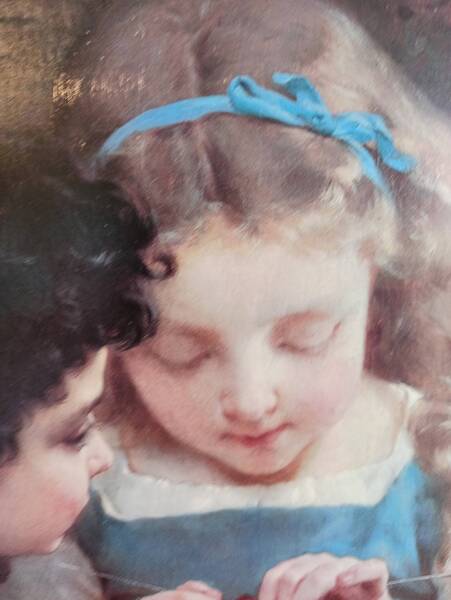 A Vintage Framed Print Of The Artwork Of Emile Munier In 1874. 'A Special Moment'. Very Large. Very Good To Excellent Condition. photo furniture