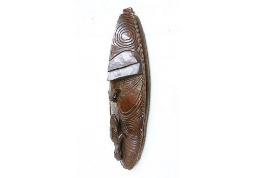 Vintage Pacific Islands Tribal Art Face Mask Hand Carved Wood Papua New Guinea