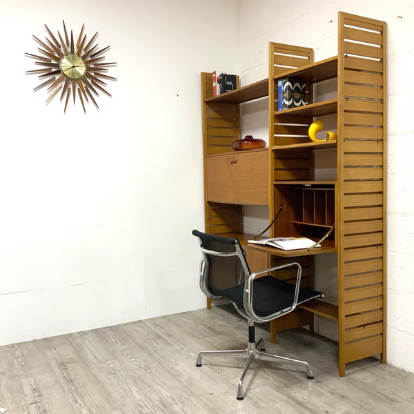 Vintage Staples Ladderax 2 Bay Modular Shelving Unit System Bookcase Teak 60s /2