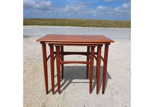 A Mid Century Danish, Teak Nest Of Three Tables. Possibly By Kai Kristiansen. 1960s.