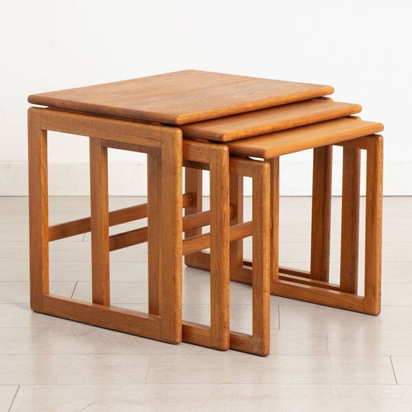 Midcentury Solid Teak Nest Of Tables C.1970
