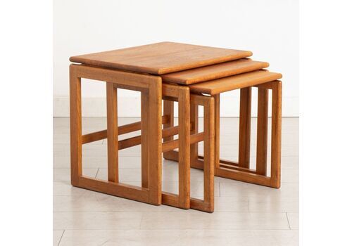 Midcentury Solid Teak Nest Of Tables C.1970