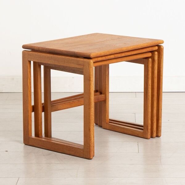 Midcentury Solid Teak Nest Of Tables C.1970 photo furniture