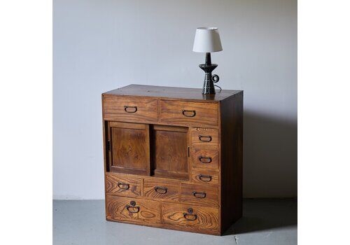 Solid Cedar Tansu, 1900s, Antique