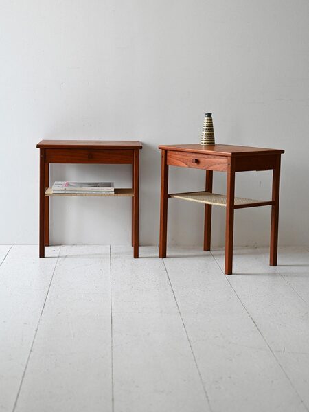 Pair Of Scandinavian Dark Teak Bedside Tables From The 1950s