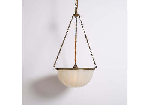 Large Jefferson "Doric" Moonstone Glass Plafonnier With Attractive Brass Fittings