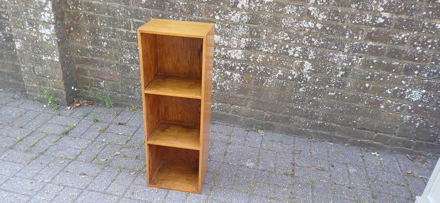 Vintage Solid Oak Narrow Bookcase Tall Open Shelving Display Cabinet Retro Mid Century Storage Unit Bookshelf