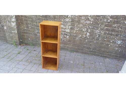 Vintage Solid Oak Narrow Bookcase Tall Open Shelving Display Cabinet Retro Mid Century Storage Unit Bookshelf