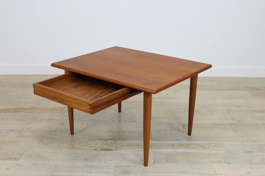 Danish Small 1960’s Teak Coffee Table With Drawer
