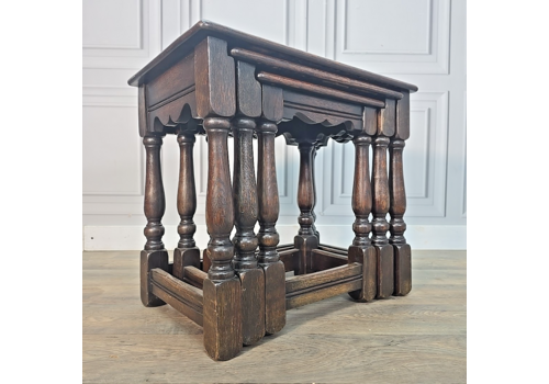 Vintage Solid Oak Nest Of Tables Side Wooden Occasional Cc41 Utility Wartime